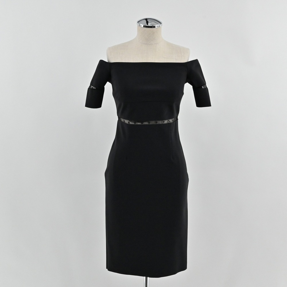 Greta Constantine Shamus Dress Womens‎ Size M Black Off Shoulder Mesh Cocktail